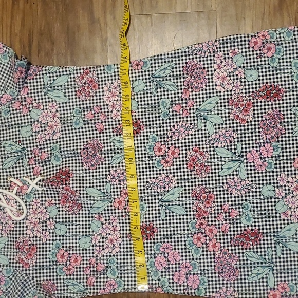 TOMMY HILFIGER | LACE UP T-SHIRT TENNIS DRESS MINI FLORAL GINGHAM SIZE … - Picture 9 of 11